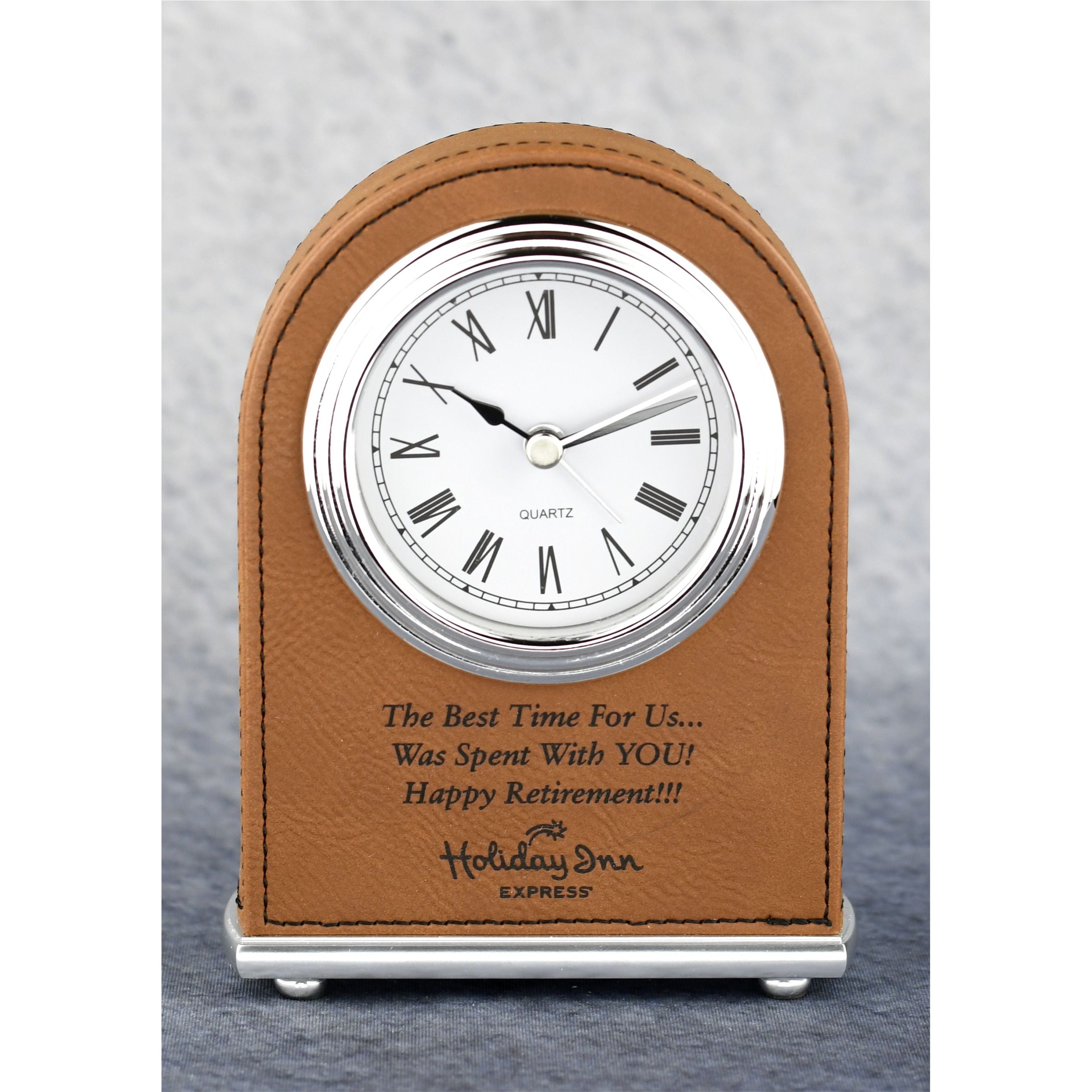 Laserable Leatherette Arch Desk Clock