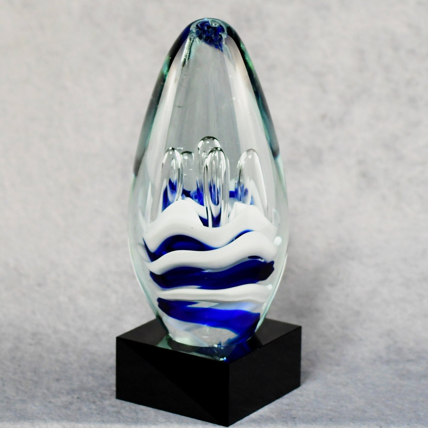Blue and White Art Glass Egg
